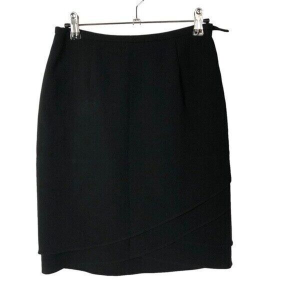 Ann Taylor Petite Black Tulip Layered Pencil Skirt 2P - Picture 1 of 4